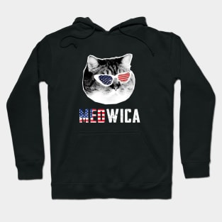 Meowica USA American Flag Cat Funny Hoodie